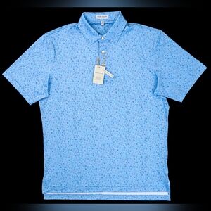 NWT Peter Millar Summer Comfort Size M Patterned Blue Polo
